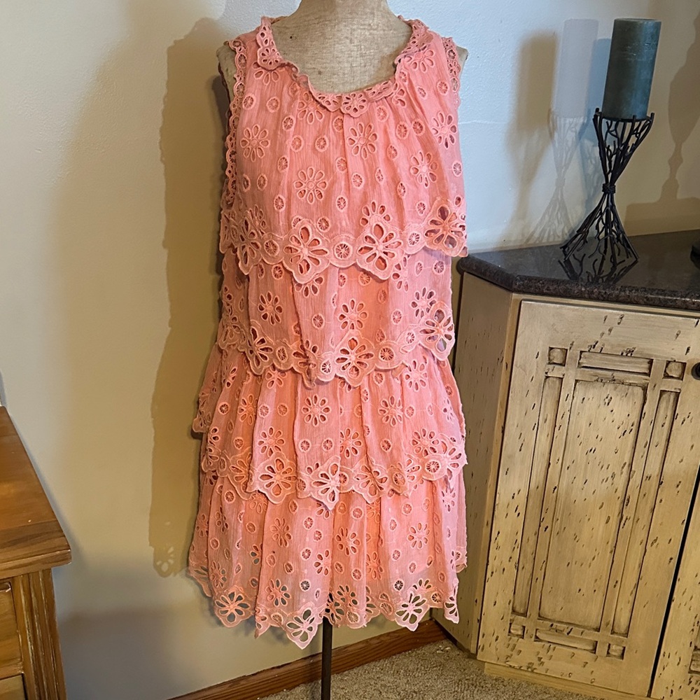 Rebecca Taylor Coral Floral Dress cotton and silk